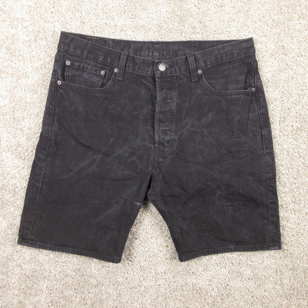 Levis Shorts Mens 38 Black 501‎ Button Fly Original Washed Faded Flex 8.5" Jorts